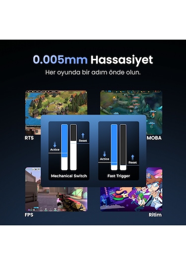 Gravastar Mercury V75 Hall Effect, Rapid Trigger 8.000 Hz Kablolu Manyetik Klavye + Xpro 32.000 Dpı Optik