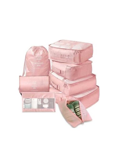 Dancemonkey 8 Parça Valiz Düzenleyici Seti, Seyahat Saklama Çantası Altın Altın