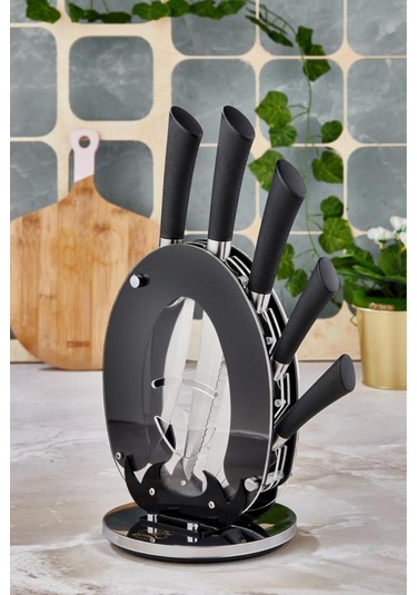 Cooker 6 Parça Mutfak Bıçak Seti Günlük Ve Profesyonel Kullanım Çeyiz Mutfak Siyah