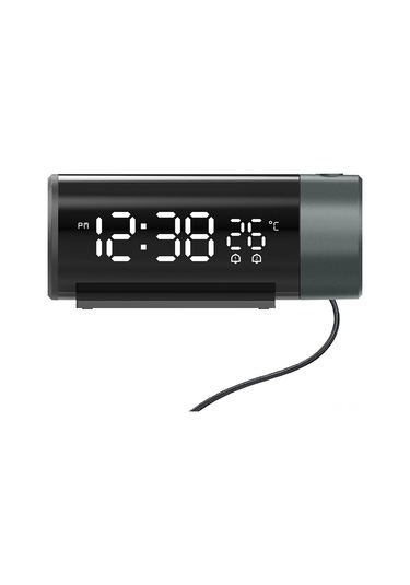 Tenfowee Fj1006a Siyah Led Projeksiyon Alarm Saati: Usb Şarj, 4 Seviye Parlaklık, Snooze, Sıcaklık Göstergesi Ve 180 Döner Projeksiyon