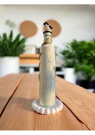 500 Ml Kil Kabartma Uygulama Akdeniz Ve Ege Dokunuşu El Yapımı Zeytinyağı & Üzüm Sirke Şişeleri, Yağ Yeşil