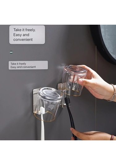 Cordial 2'li Paslanmaz Çelik Diş Fırçası Askısı - Vidalısız Montaj, Banyo Aksesuarı Gümüşi