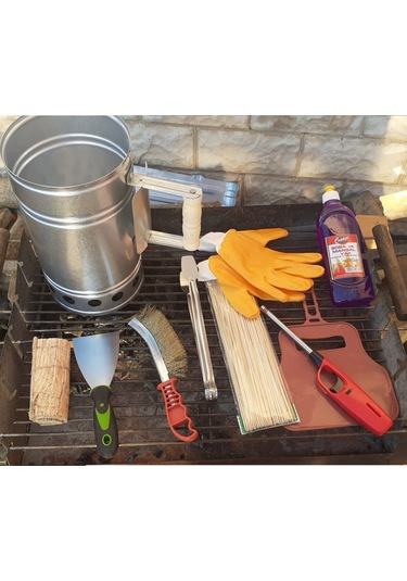 Mangal Barbekü Yakma Temizleme Seti 10 Parça Yakıt Jel Çakmak