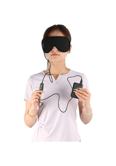 Lichen Isıtmalı Göz Maskesi, Usb Elektrikli Göz Sıkıştırmalı Siyah