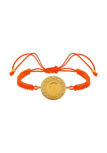 22 Ayar Yeni Çeyrek Altın Turuncu İpli Bileklik