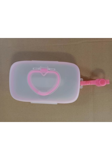 Moveevo Baby-friendly Kalp Desenli Taşınabilir Islak Mendil Kutusu - Seyahat Ve Ev Kullanıma Uygun, Sağlıklı Saklama Beyaz + Pembe