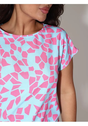Janelshop Baskı Bluz 238361383 Pembe
