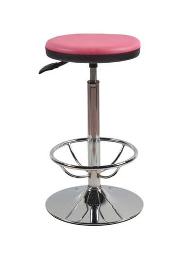 Ofiscombin Ofis Büro Eczane Laboratuvar Flanş Ayaklı Amortisörlü Çemberli Tabure Pembe Deri 00047499723