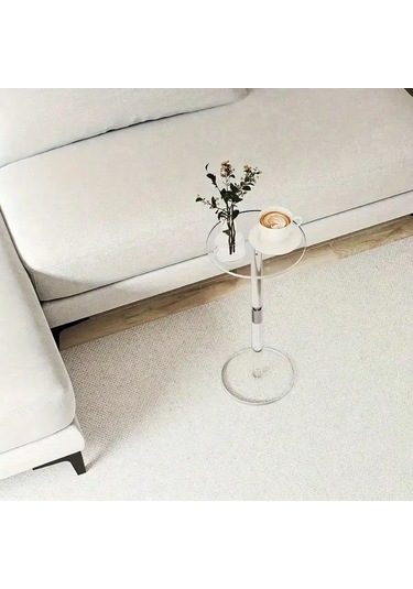 Şeffaf Çay Masası Akrilik Yan Küçük Yuvarlak Basit Yaratıcı Köşe Çok Renkli