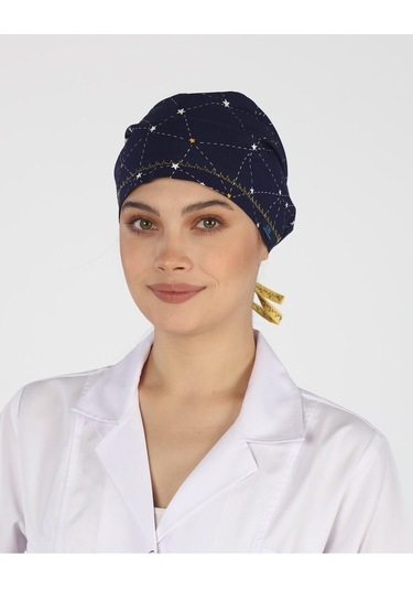 Tesettür Takım Yıldızı Lacivert Cerrahi Bone Doktor Hemşire Sağlıkçı Bonesi Geniş Kesim
