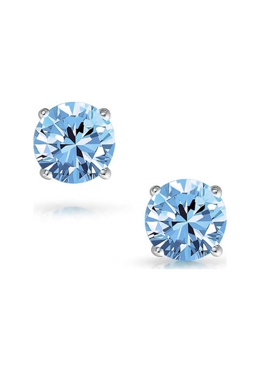 Blue Topaz Altın Tektaş Küpe