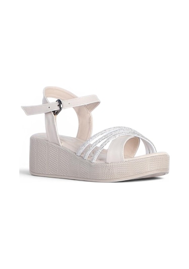 Ayakcenter Byn Ayışığı By33 Krem Kadın 7 Cm Topuklu Sandalet