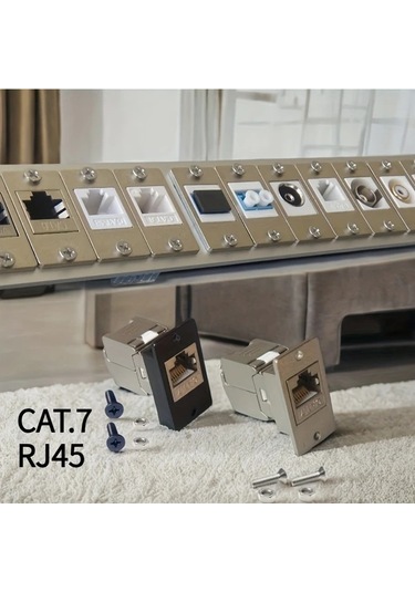 Xuweiwei Siyah 2 Adet Kategorisi 7 Rj45 Metal Panel Vidalı Montaj Güç Hatı Ağ Adaptörü 5 Adet