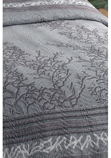 Eylül Gri Çift Kişilik Kapitone Yatak Örtüsü