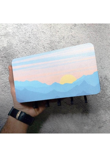 Dekoratif Manzara Desenli Bölmeli Ahşap Anahtarlık Askılık Duvar Dekor Diğer