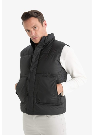 Defacto Regular Fit Dik Yaka Fermuarlı Şişme Yelek C5818ax25aubk27 Siyah