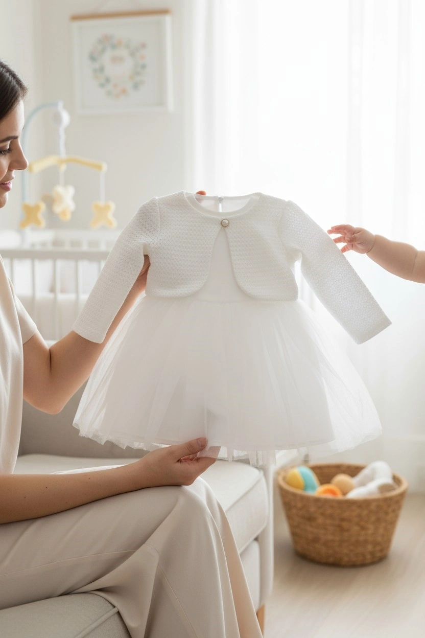 Bolero Hırkalı Kız Çocuk Tüllü Elbise KREM