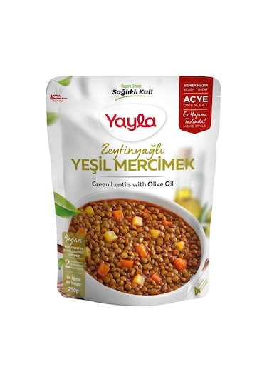 Yayla Yemek Hazır Zeytinyağlı Yeşil Mercimek 250 G