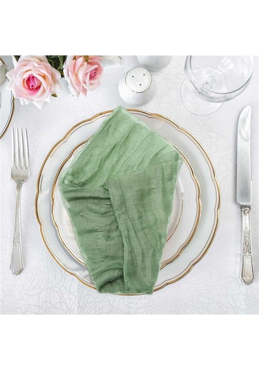 Tülbent Tülbent Peçeteler Buruşuk Yemek Peçeteleri Deko Yeşil 12 Adet Yeşil