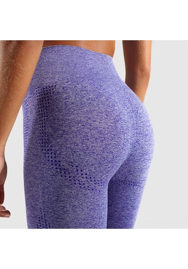 Moveevo Kadınlar İçin Yüksek Geniş Bel Gergin Kumaş Yoga Spor Leggings - Saçma Siyah Dar Kesim Ev/gym Antrenman Mor
