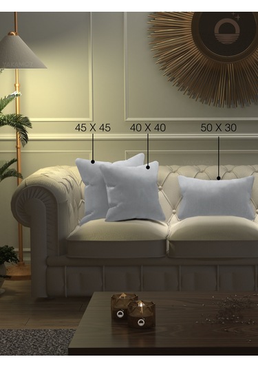 Beyaz Renk Kırlent , Yastık Kılıfı Kadife Görünümlü Velvet Touch Serisi Beyaz