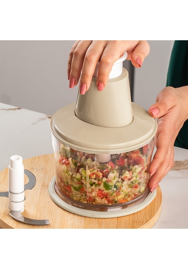 Porsima 232-2 Basmalı Pratik El Rondosu 3 Bıçaklı Blender Doğrayıcı 1000ml Cappuccino Cappuccino