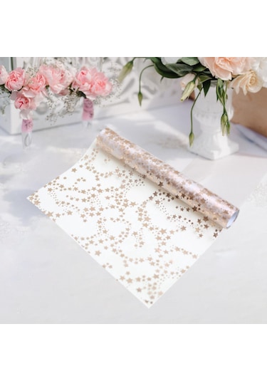 Homyl Yılbaşı Masa Örtüsü Rulo Tatil Partisi Hediyeleri Gül Altın 28cmx3y