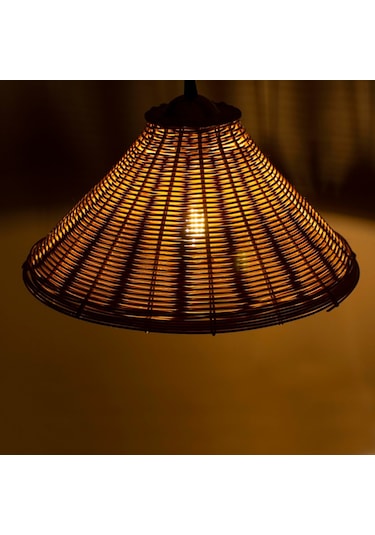 Bambu Sarkıt Avize: Rain Asya Stil Rattan Sarkıt 40Cm