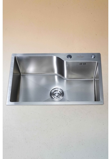 Yuna Serisi %100 Krom 68x45 Paslanmaz Mutfak Eviyesi, Mutfak Lavabosu Sifon Dahil Silver