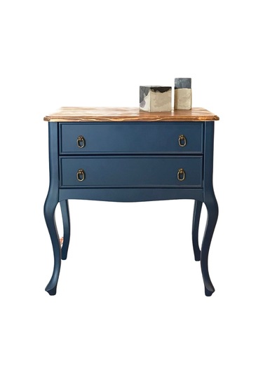 Roys Ahşap L3540 Lacivert Çift Çekmeceli Komodin  Telefonluk