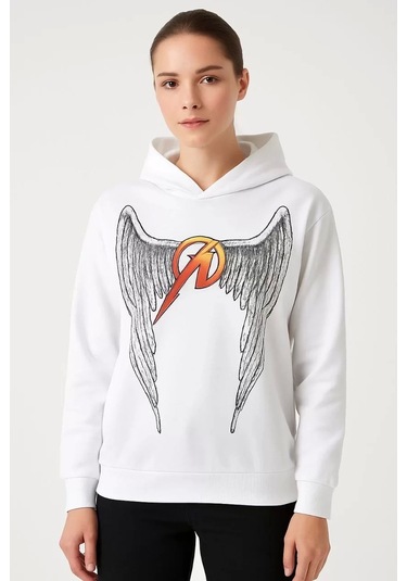 Metallica İki İplik Kapüşonlu Ön Ve Arka Baskılı Hoodie - Beyaz Beyaz