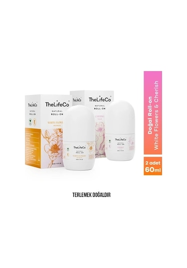TheLifeCo Doğal Roll-on Deodorant White Flowers 60 ML + Roll-on Deodorant Cherish 60 ML