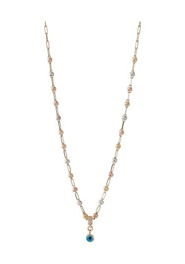 Uşaklıhafız  14 Ayar Altın Nazar Boncuklu Üç Renkli Dorika Kadın Kolye