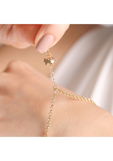 Altın Ataç Bileklik Kalp Formlu Sarı Altın