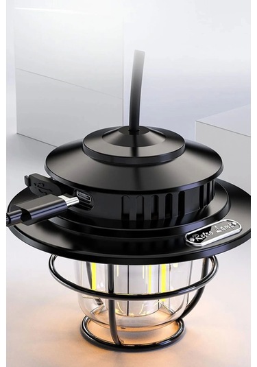 Taşınabilir Retro Fener Su Geçirmez Dış Mekan Güçlü Led Kamp Bahçe Feneri Dekor