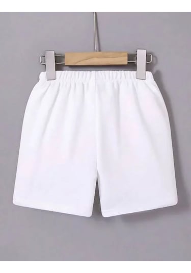 Hazego Beli Lastikli Baskılı Mini Şort - Beyaz Beyaz