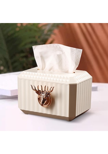 Suntek Tezgah Beyaz Peçete Kağıt Tutucu Geyik Kafası Heykel