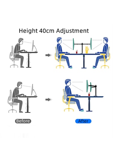 Masaüstü Ayarlanabilir Çift Monitör Kolu 14-32 İnç Çelik Lcd Led