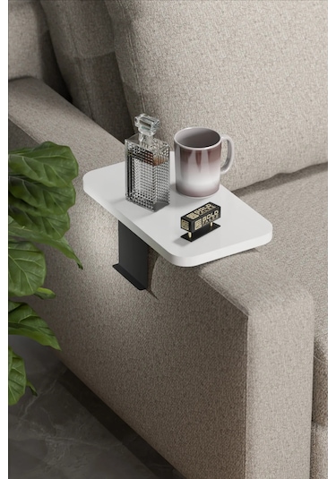 Yan Sehpa Ayarlanabilir Teps Dekoratif Modern Yatay Beyaz 2 Adet