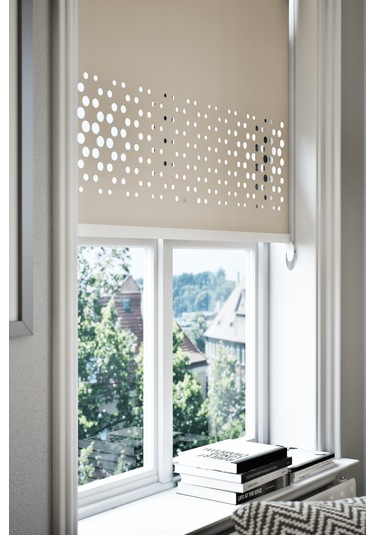 Lazer Kesim Mat Stor Perde, Lazer Kesimli Klasik Serisi, C-4003 Açık Kahverengi Açık Kahverengi