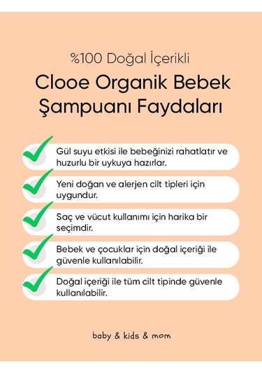 Clooe Organik Bebek & Çocuk Saç, Vücut Şampuanı 400 ML - 2'li Fırsat Paketi