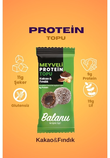 Meyveli Kakaolu & Fındıklı Protein Topları 55gr X3 Adet