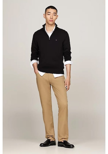 Erkek Çeyrek Fermuarlı Balıkçı Yaka Kazak - Siyah Black