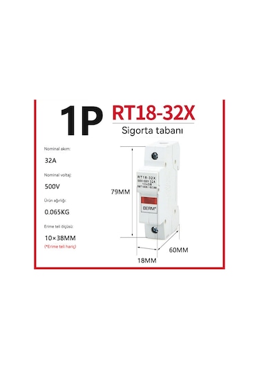 Sigorta Tablası Porselen Fiş Sigorta Belme Rt18-63x 1p Çekirdeksiz 1