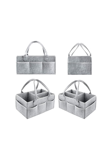 Pratik Düzenleyici Keçe Bebek Bakım Organizeri Anne Bebek Bakım Çantası Gri