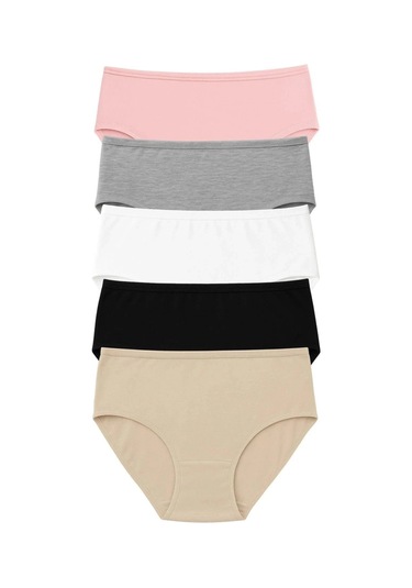 Pk40004 Büyük Beden Yüksek Bel Külot 5 Li Paket Çok Renkli