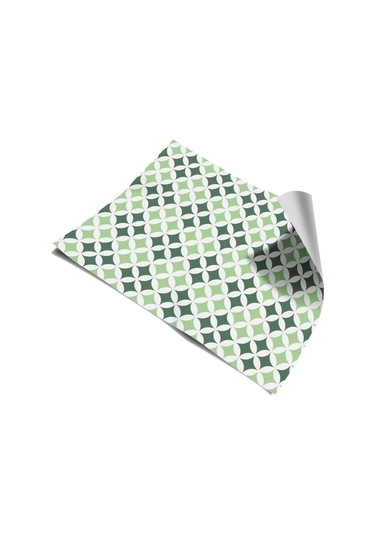 Yeşil Beyaz Mutfak Tezgah Arası Kendinden Yapışkanlı Folyo Kaplama Fayans Taş Desen 60cm X 100cm