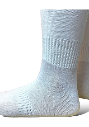 Yetişkin Profesyonel Baldır Fileli Beyaz Futbol Çorabı Tozluk Halı Saha Çorabı Konç 40-46 - Beyaz