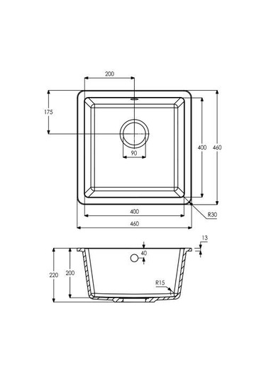 Bloom Platin 400 Granit Eviye Siyah 40 x 40 CM