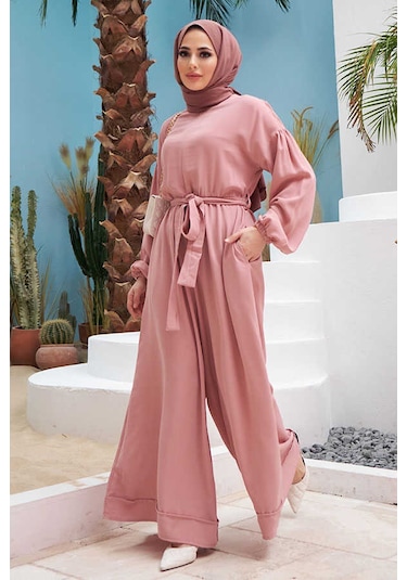 6569-Krep Tulum Elbise Pudra